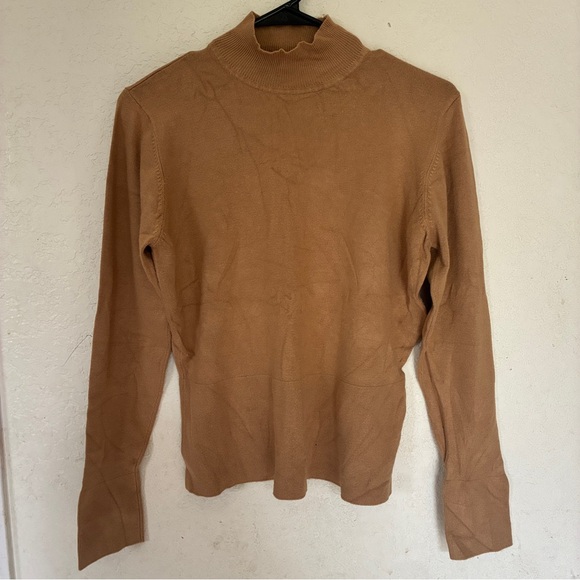 George Sweaters - George Tan Cowl Neck Sweater. Medium.
